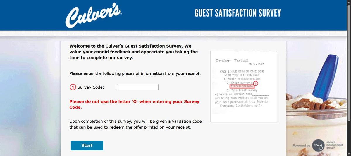 Screenshot of the official TellCulvers survey welcome page with survey code field